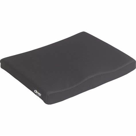 Contoured black memory foam wheelchair seat cushion for ergonomic support