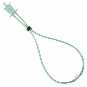 Transparent oxygen nasal cannula medical supply on white background