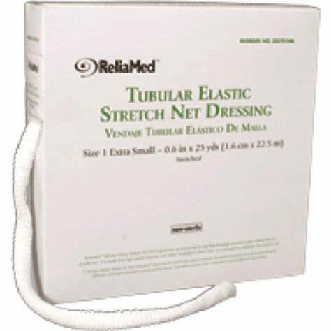 Tubular elastic stretch net dressing box with dispensing tube for medical supplies