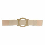 Beige medical ostomy belt with adjustable straps and circular plastic support