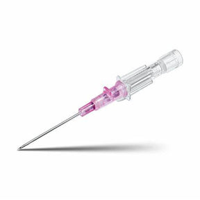 Sterile intravenous cannula with pink hub for medical supply and infusion therapy