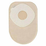 Disposable beige ostomy pouch with adhesive barrier for medical use