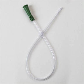 Sterile medical catheter tube with green connector for home healthcare supplies