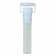 Clear disposable medical specimen collection tube with white screw cap and attached lid