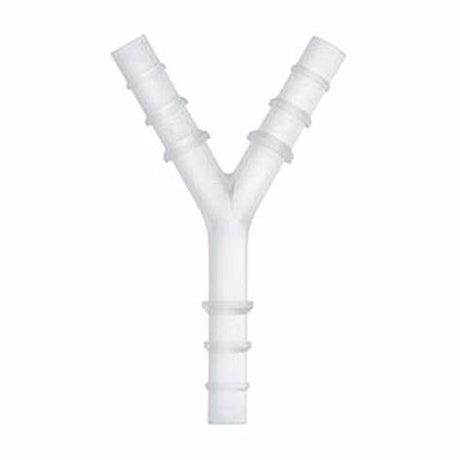 Y-shaped medical tubing connector with ribbed ends for secure hose attachment