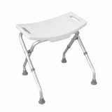 Adjustable medical shower chair with non-slip rubber feet and side handles for safety