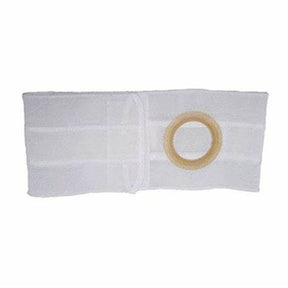 white ostomy belt with circular opening for medical use