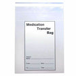 Clear medication transfer bag with labeling area for patient details and secure seal