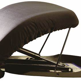 Black ergonomic seat assist cushion with sturdy metal support and fabric cover