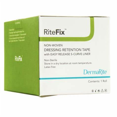 RiteFix non-woven dressing retention tape box for medical dressing securement.