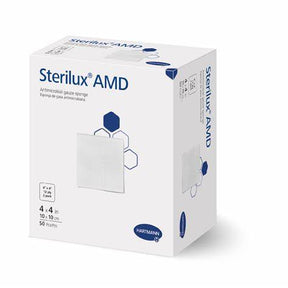 Sterilux AMD antimicrobial gauze sponges box, 4x4 inch medical dressing supplies