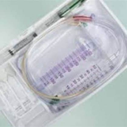 Sterile catheter kit with tubing, syringe, and drainage bag for home medical care