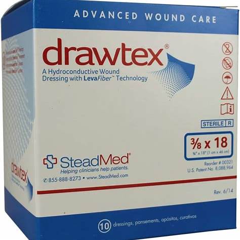 Drawtex Hydroconductive Wound Dressing With Levafiber Tracheostomy Dressing, 4" X 4"