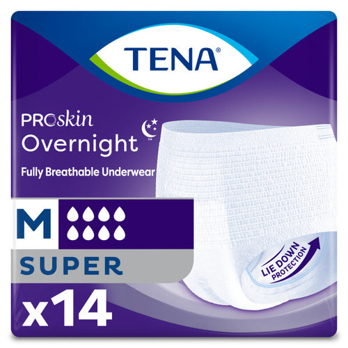 TENA ProSkin Overnight Super Protective Incontinence Pull-Up Underwear, Heavy Absorbency, Unisex, Medium