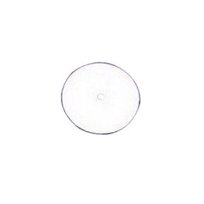 Clear medical adhesive dressing with central hole, round shape, white background