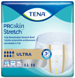 TENA ProSkin Stretch Ultra Incontinence Brief, Heavy Absorbency, Unisex, Medium/Regular, 33" - 52"