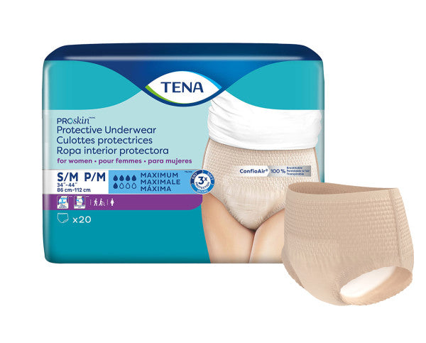 Tena Proskin Protective Underwear For Women S/m, 34" - 44".