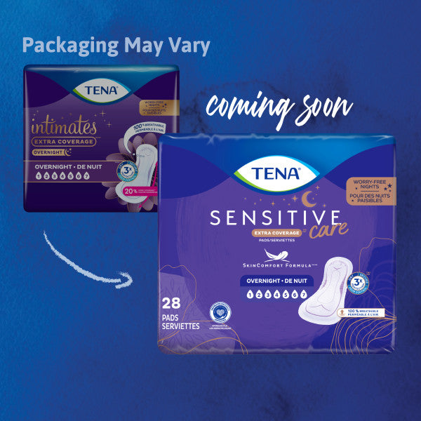 TENA Sensitive Care Extra Coverage Overnight Pads, 16"