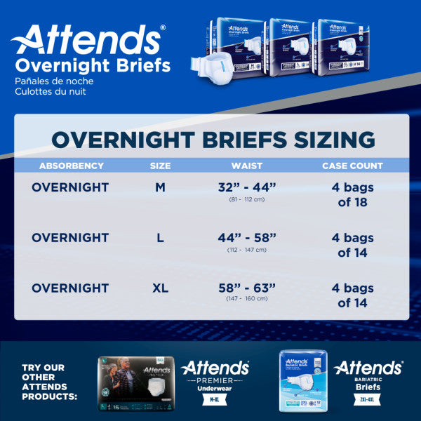 Attends Overnight Briefs, Overnight Absorbency, XL