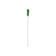 Sterile medical catheter with green funnel on white background