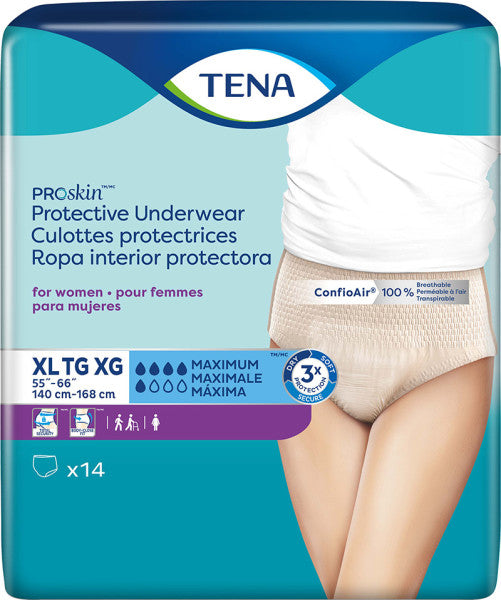 Tena Proskin Protective Underwear For Women Xl, 55" - 66".