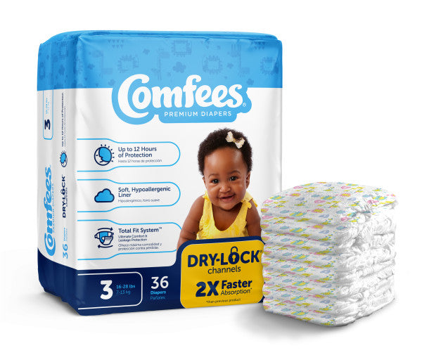 Comfees Baby Diapers, Size 3