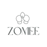 Zomee logo with stylized orchid flower and modern text on white background