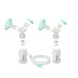 Double breast pump kit with two 15mm breast shields, bottles, and tubing for pumping