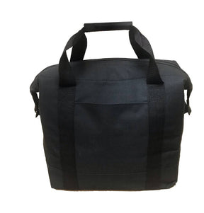 Black medical supply tote bag with dual handles and zipper closure, sturdy fabric design
