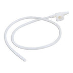Flexible medical catheter tube with connector on white background
