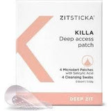 Zitsticka Killa deep access patch box with visible microdot patch and cleansing swab.