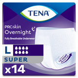 TENA ProSkin Overnight Super Protective Incontinence Underwear, Heavy Absorbency, Unisex, Large 45"- 58"